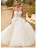Strapless Sweetheart Neck Ivory Lace Tulle Sparkly Wedding Dress